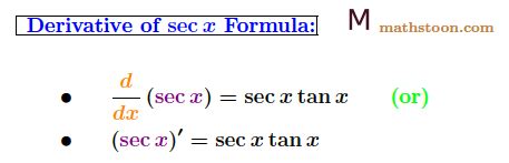 Derivative of secx .